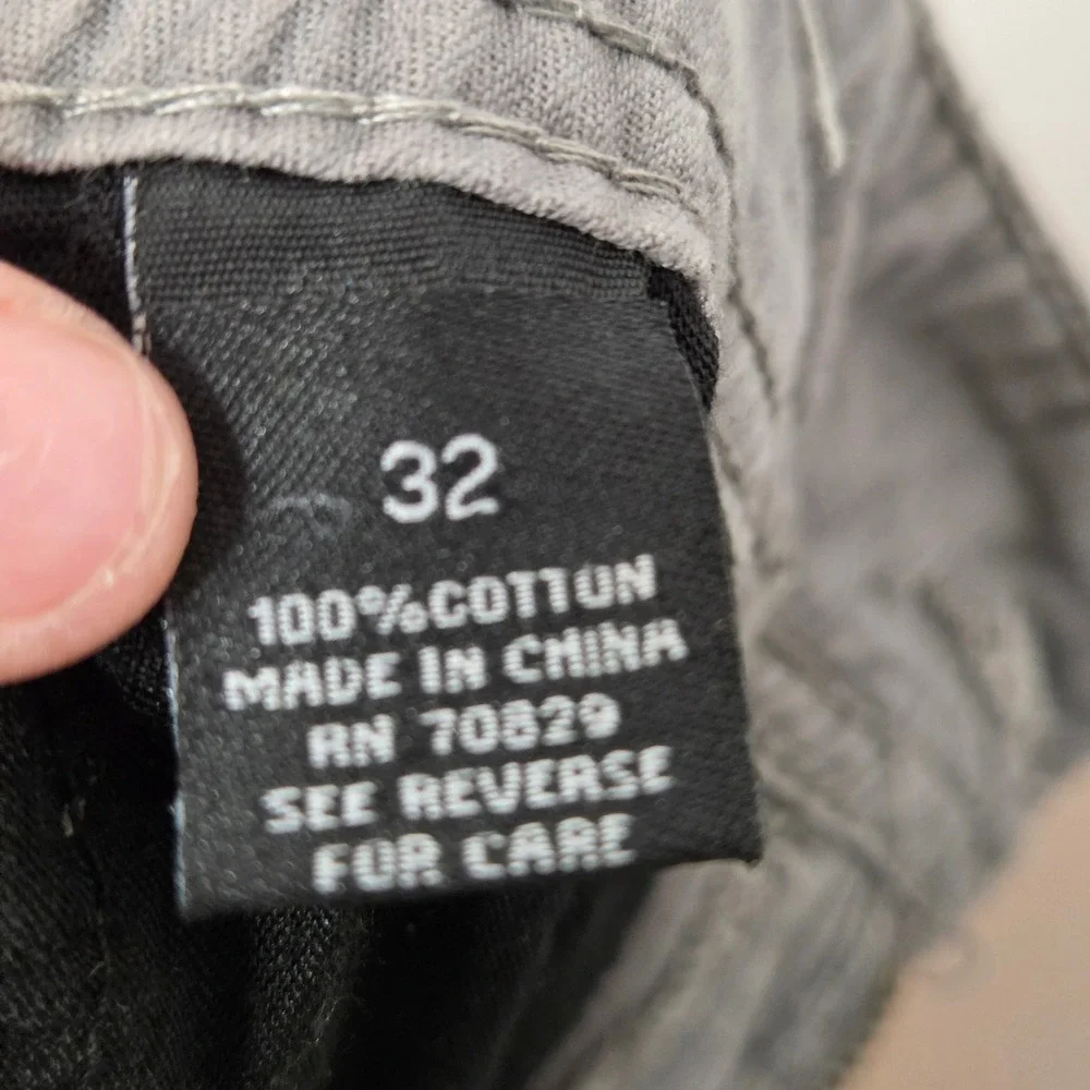 Carbon Mens Grey Cotton Cargo Shorts Size 32 Utility Multi Pocket Drawstring Hem